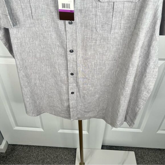 Sz XXL Perry Ellis Linen Cotton Blend Short Sleeve Button Up shirt $79 MSRP NWT - Picture 6 of 11